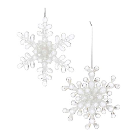 Melrose Club Pack Of 24 Clear Snowflake Christmas Ornaments 525