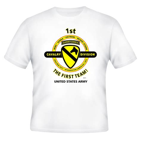 1st Cavalry Division The First Team United States Army White Shirt