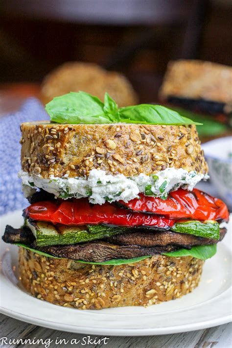 Grilled Vegetable Goat Cheese Sandwich With Herbed Goat Cheese