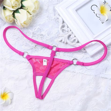 Women Lace Crotchless Open Butt G String Thong Stretchy T Back Bikini