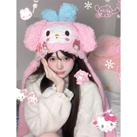 Adorable My Melody Hat Scarf Pink Kitty Clothes My Melody Outfit