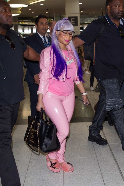 Nicki Minaj Rocks An All Pink Ensemble As She Arrives At Melbourne