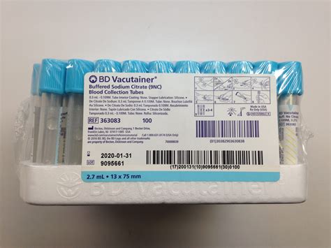 BD 363083 Vacutainer Buffered Sodium Citrate 9NC Blood Collection