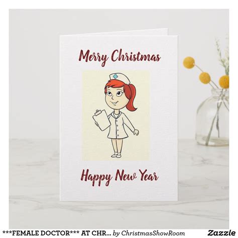 Female Doctor At Christmas Beautiful Words Holiday Card