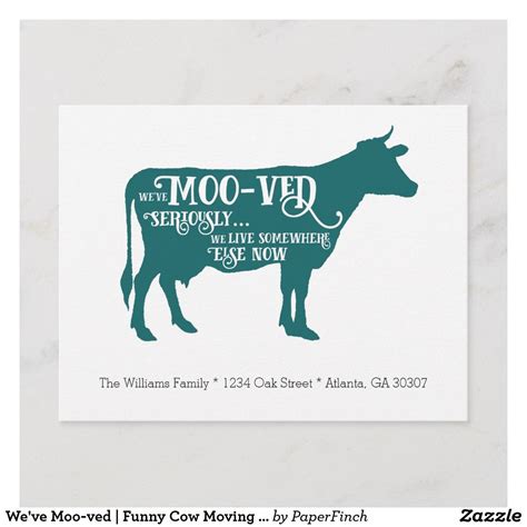 Moving announcements devoid of flowery language and sentimentality | offbeat home & life. We've Moo-ved | Funny Cow Moving Announcement | Zazzle.com ...