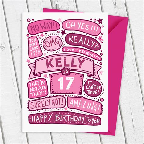 17th Omg Birthday Personalised Illustrated Card By A Is For Alphabet
