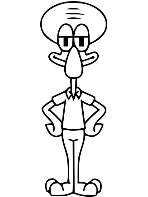 Smiling Squidward Tentacles Coloring Page Free Printable Coloring