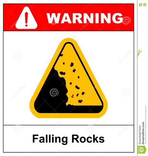 Falling Rocks Warning Sign Vector Isymbol Stock Vector
