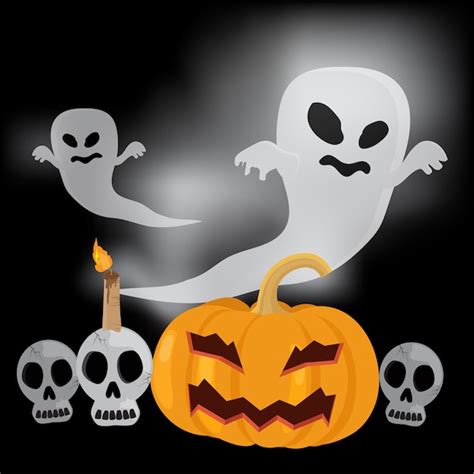 Premium Vector Flying Ghost Happy Halloween Vector Illustration