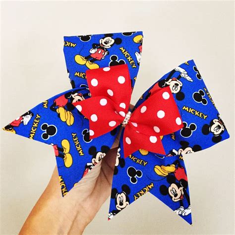 Deluxe Mickey Mouse Big Fabric Cheer Bow With Mini Bow Attached Mini