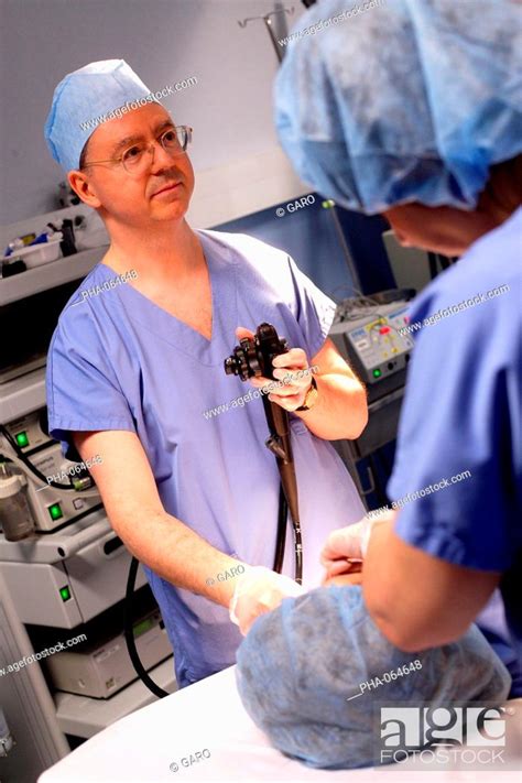 Gastroenterologist Performing A Gastrointestinal Fiberoptic Endoscopy