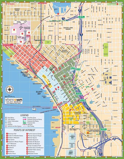 Seattle is a city located in the county of king in the u.s. Seattle tourist map