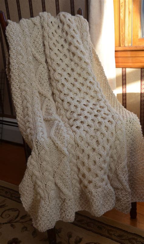 With knitting kits for all abilities, you're bound to find something you like. Irish Fisherman-Inspired Hand Knit Throw Blanket - MADE TO ...