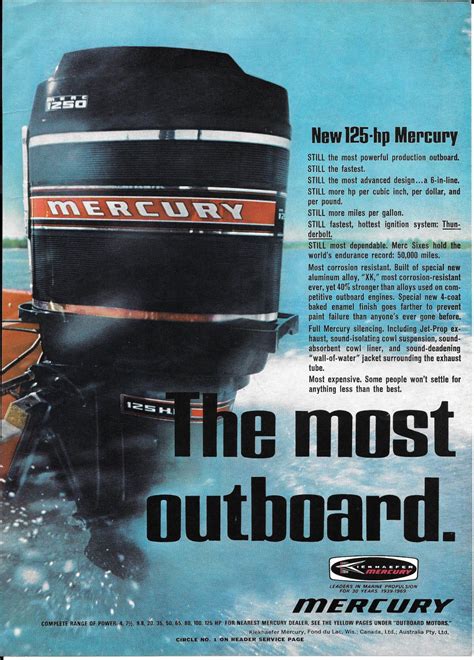 1969 Kiekhaefer Mercury 125 Hp Outboard Motor Color Ad Nice Photo