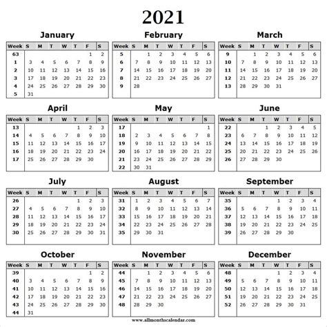 Calendar Week Wise 2021 In Pdf Month Calendar Printable