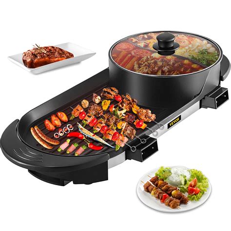 Vevorbrand 2 In 1 Electric Hot Pot And Grill 2200w Separate Dual
