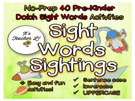 Dolch Sight Words No Prep Pre Kinder Worksheets Teaching Resources