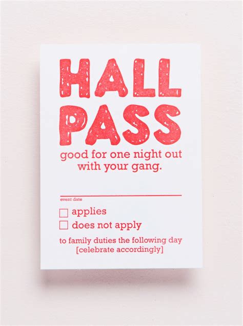 Mini Cards Hall Pass Etsy