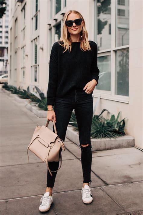 Blonde Woman Wearing Black Oversized Sweater Madewell