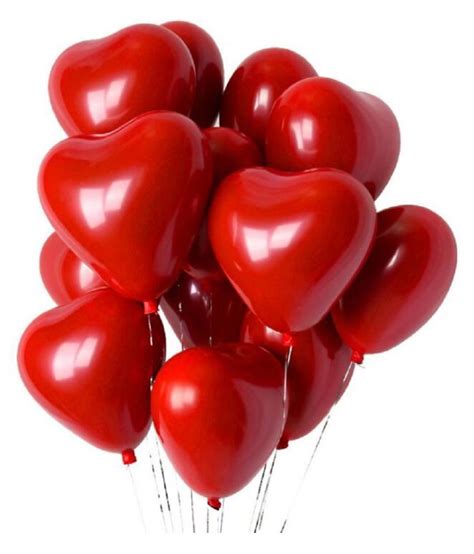 Solid Red Metallic Heart Love Balloons For Decoration Anniversary