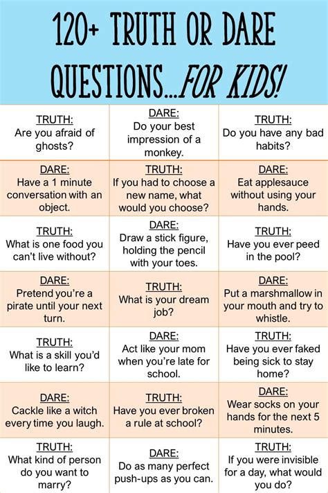 This Printable Pdf Download Includes Over 120 Fun Truth Or Dare