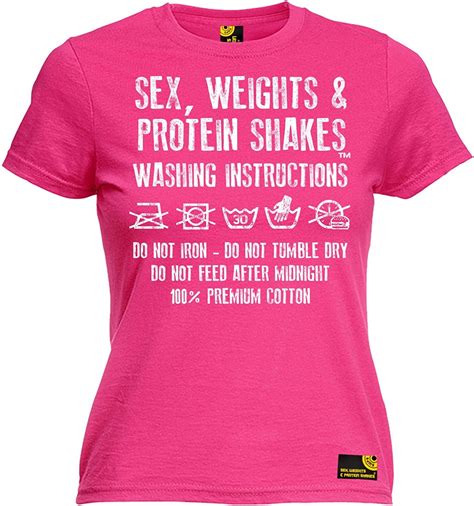 Sex Weights Protein Shakes Damen T Shirt Slogan Amazonde Bekleidung