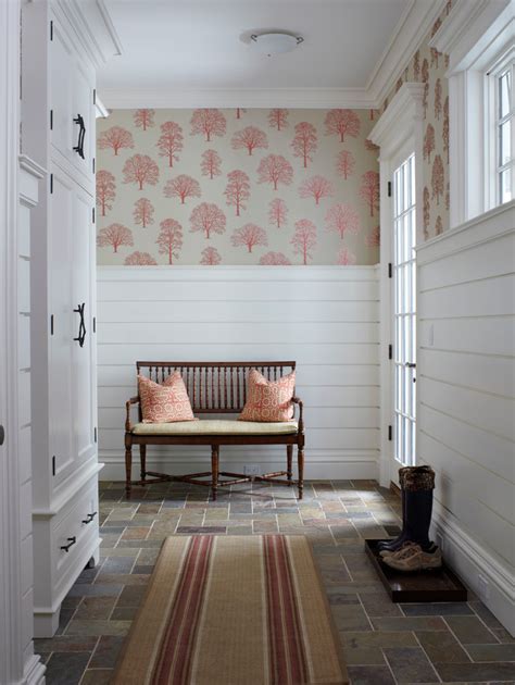 Don't let your mudroom become a chaotic catchall for shoes and winter gear. Elegant hall tree storage bench in Entry Victorian with ...