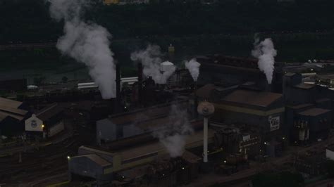 4k Stock Footage Aerial Video Of Us Steel Mon Valley Works Viewed