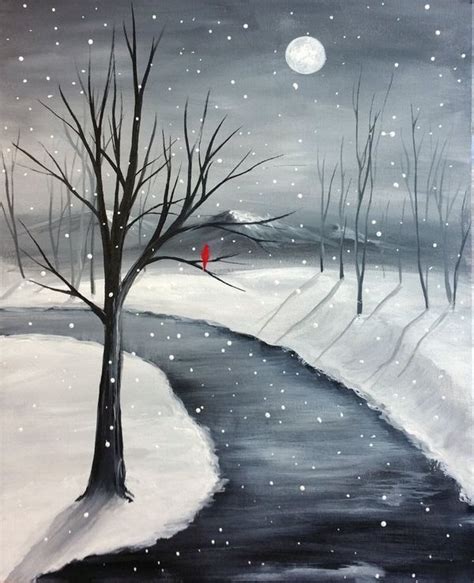 Image Result For Winter Scene Christmas Paintings On Canvas Easy