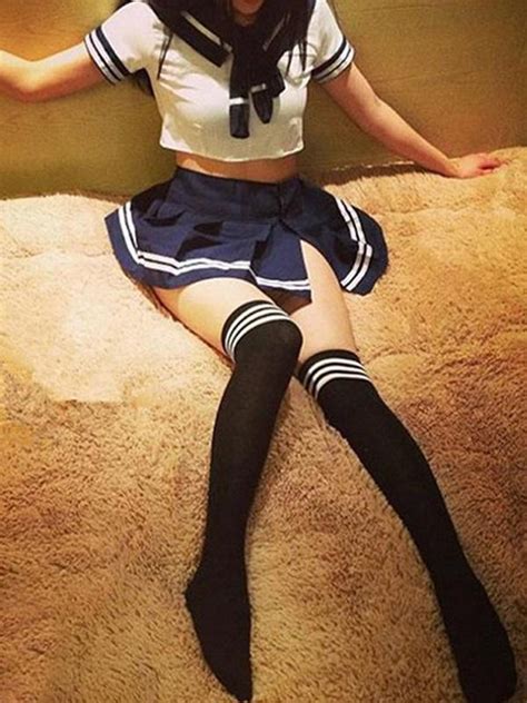 New Cute Sexy Korean School Girl Uniform Top Mini Skirt Cosplay Sailor