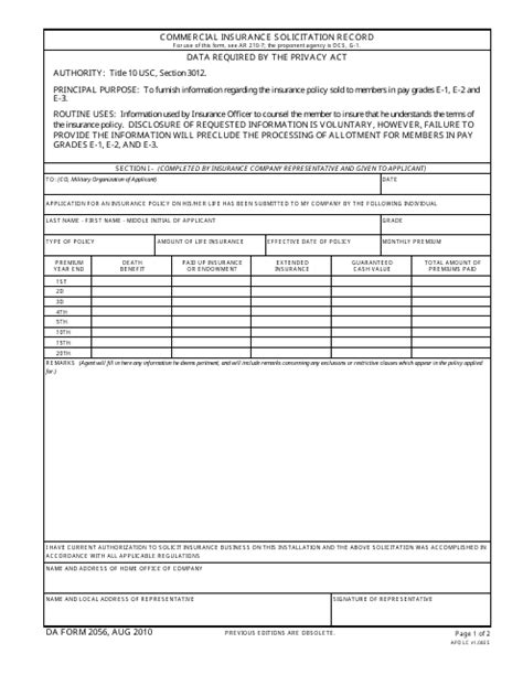 Da Form 2056 Fill Out Sign Online And Download Fillable Pdf