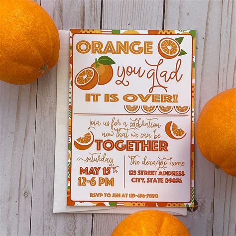 Orange You Glad Its Over Citrus Themed Party Invitations Etsy