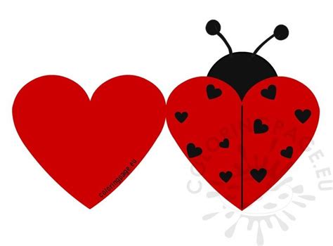 Printable Ladybug Valentine Cards Coloring Page