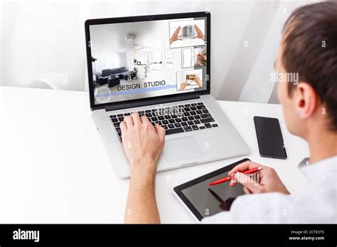 Creative Professional Designers Desk From Above Stock Photo Alamy