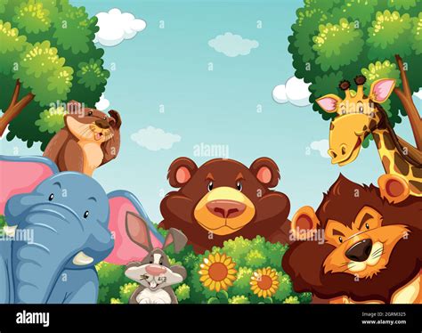 Wild Animals In The Forest Stock Vector Image And Art Alamy