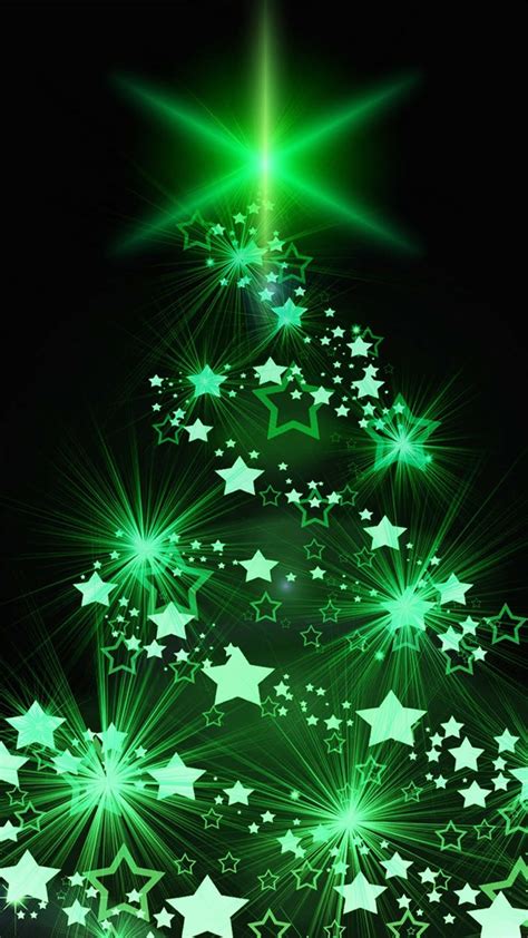 Christmas Tree Green Lights Mobile Wallpaper Hd Mobile Walls