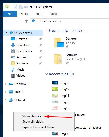 How To Enable Libraries In Windows 10 In File Explorer