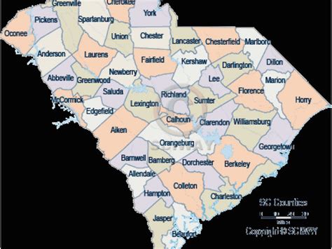 North And South Carolina Map With Cities And Towns South Carolina