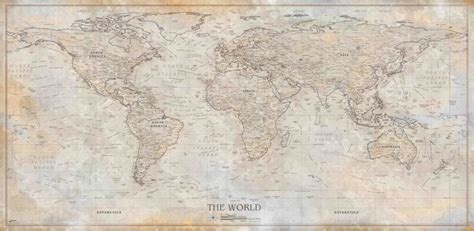 Compart Maps Rustic World Wall Map Centered