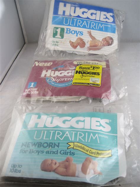 Trial Size Vintage Diapers Huggies 3 Pack Supreme Ultratrim Size 1