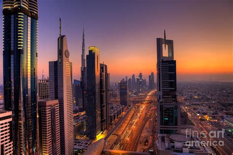 Sunset On Dubai Skyline Photograph By Fototrav Print Pixels