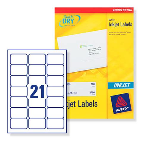 Transparent inkjet film labels a4 all herma a4 labels can be printed quickly and easily with our free label software. Buy Avery Quick DRY Address Labels Inkjet 21 per Sheet ...
