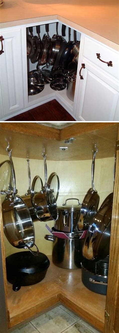 These cabinets usually support the countertops. Fabulous Hacks to Utilize The Space of Corner Kitchen ...