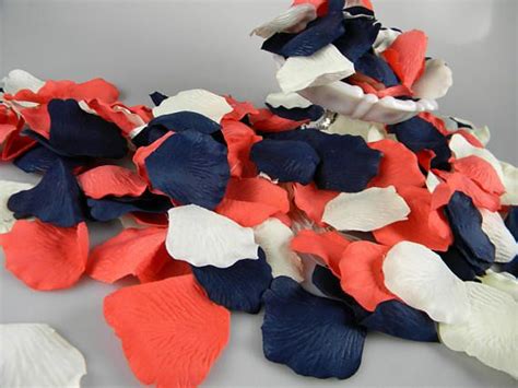 Coral Blue And Ivory Rose Petals 300 Artificial Petals Coral And Navy