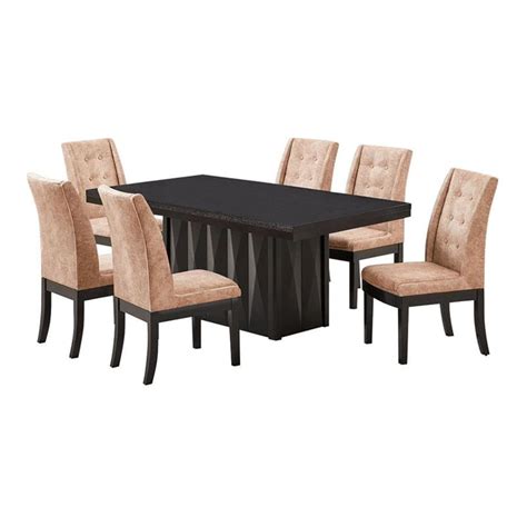 Pilaster Designs Riley 7 Piece Wood Pedestal Dining Set In Cappuccino