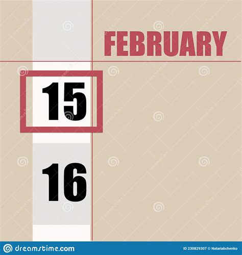 February 15 15th Day Of Month Calendar Datebeige Background With