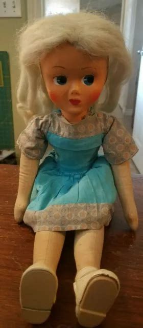 Vintage Antique Doll Cloth Body With Leather And Pin Jointed Legs 16