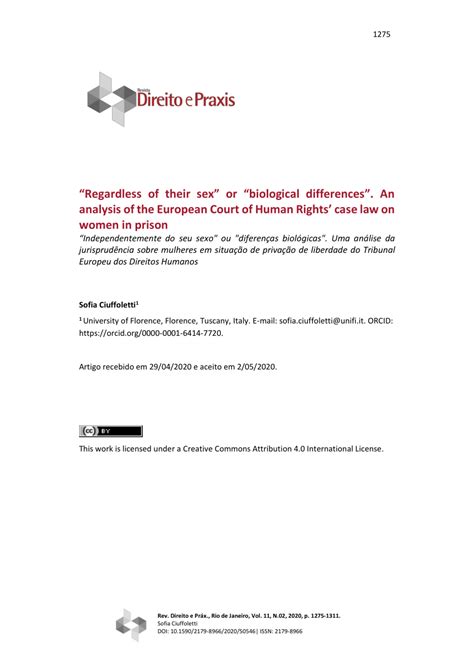 Pdf “regardless Of Their Sex” Or “biological Differences” An
