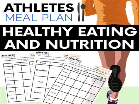 Health Eating And Nutrition Activity Athletes Meal Plan Teaching Resources