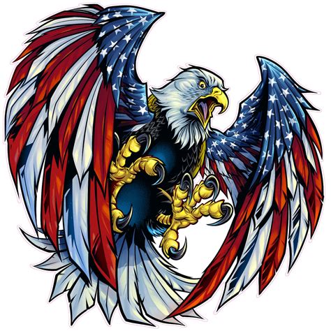 Uv Laminated American Eagle American Flag X Large Pair Decal